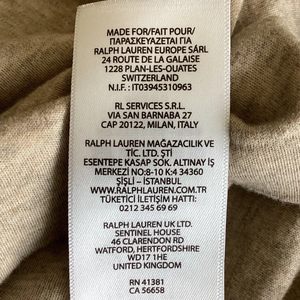 Polo Ralph Lauren Mens XL Classic Fit Long Sleeve Polo Shirt Oatmeal Heather Tan